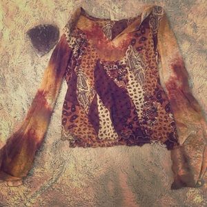 Funky vintage boho lace shirt